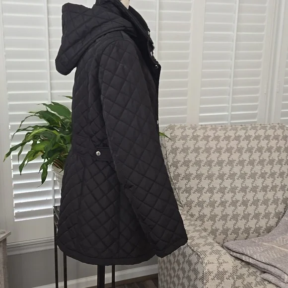 Calvin Klein Women's Quilted Black Hooded Jacket - Picture 9 of 16